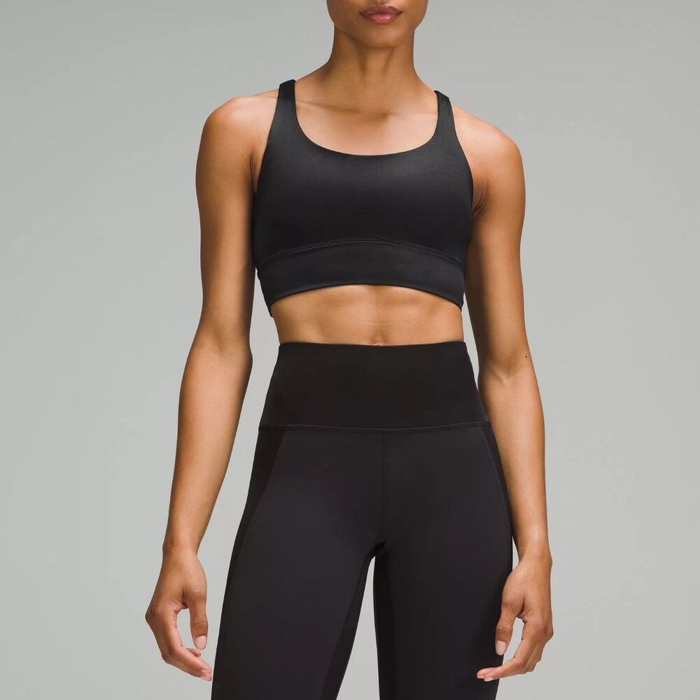 Lululemon Energy Bra Long Line Black Size 6 Sports Bra Worn Once